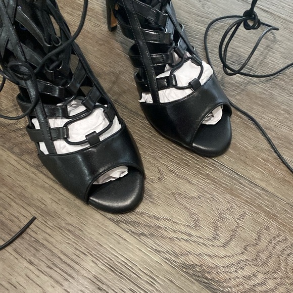 NWT BURJU Tiyah Open Toe Strappy Lace Up Heeled Sandals | Size 11 - Picture 7 of 11